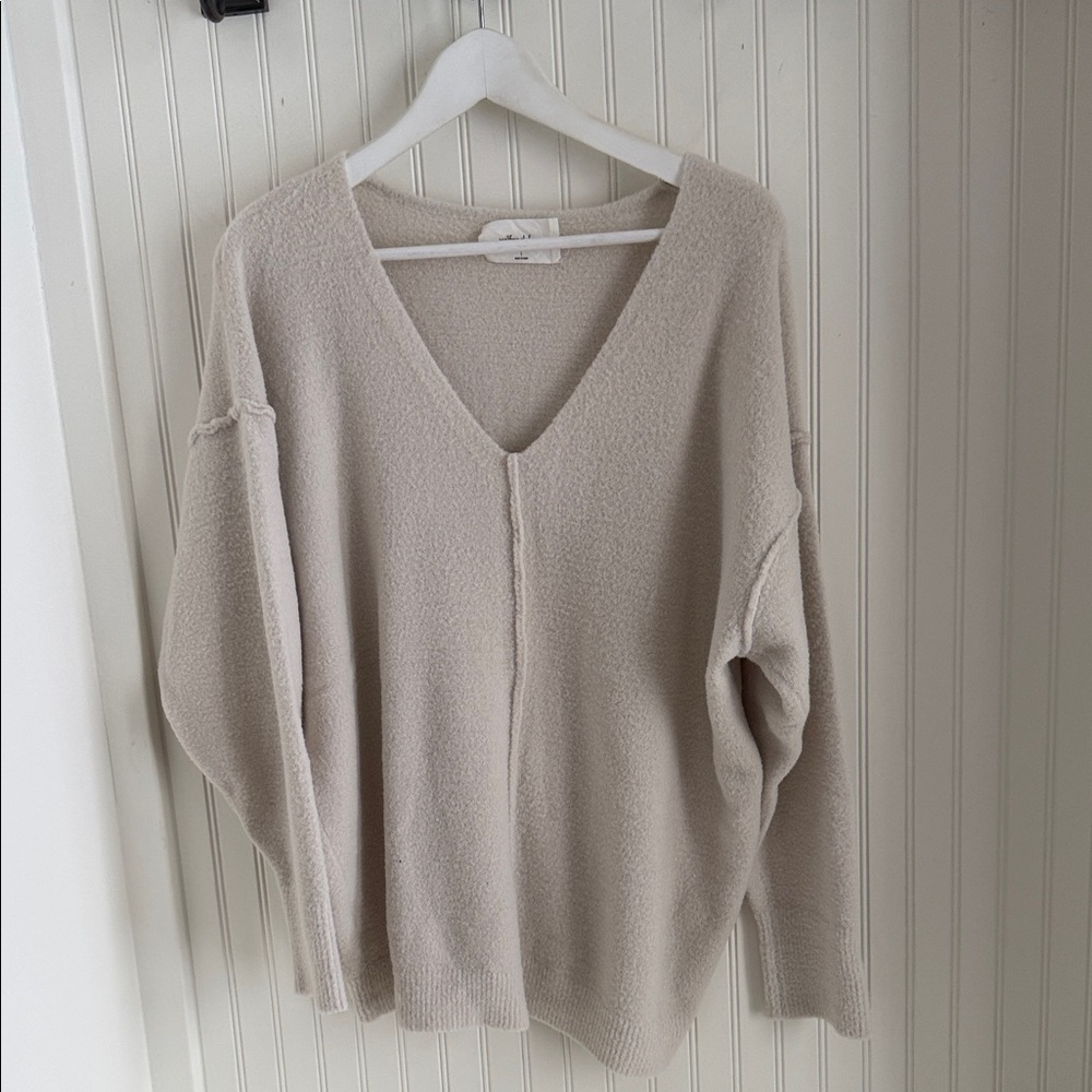 Aritzia Cream V-Neck Sweater